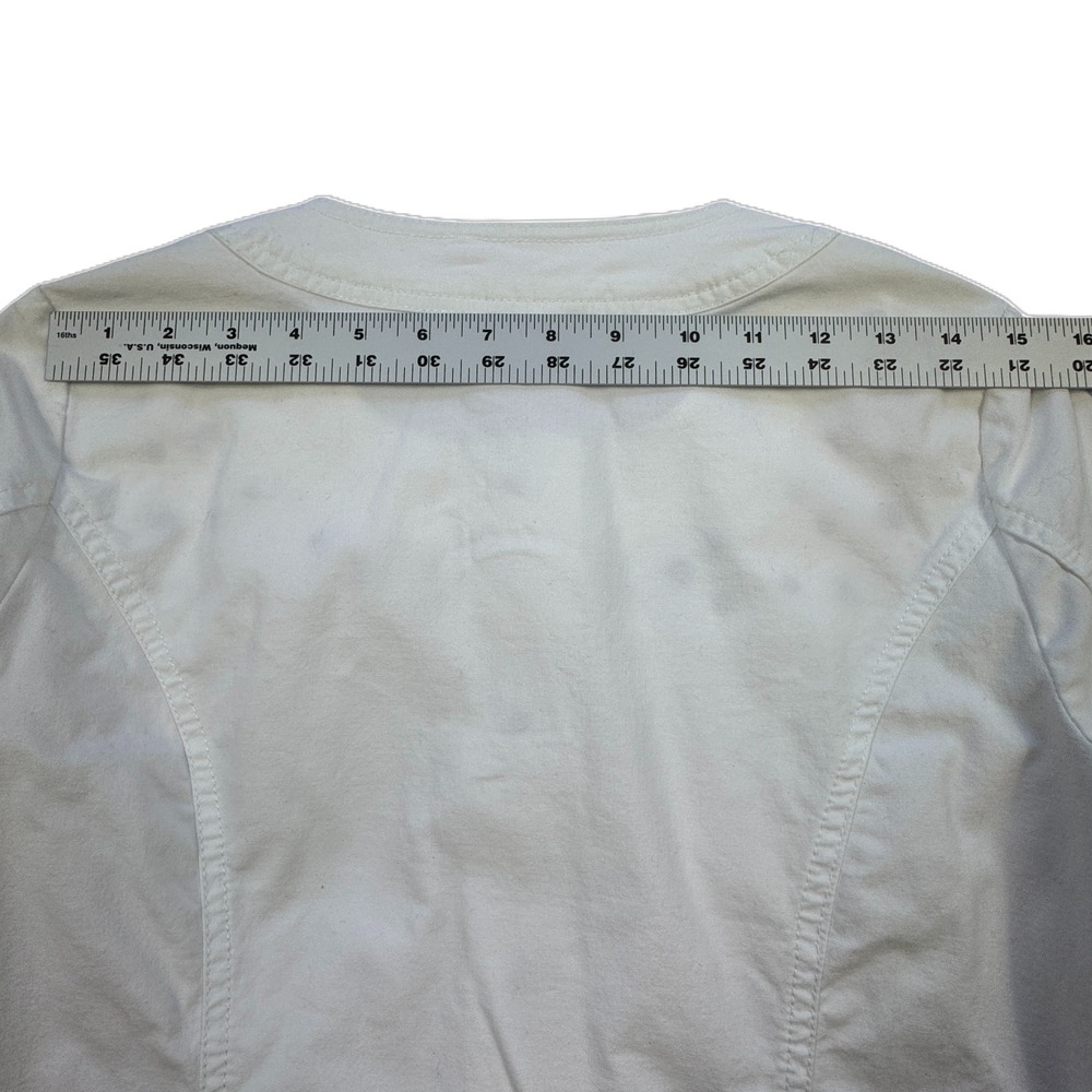 Baccini White Grommet Jacket‎ Womens Petite Medium PM Cotton Stretch Lightweight - Picture 9 of 13